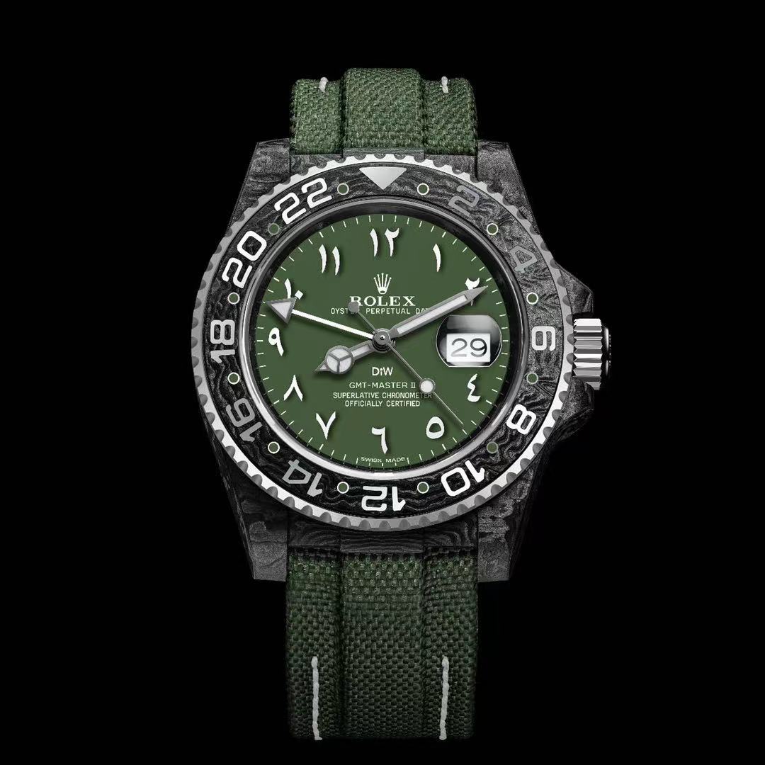 Buy Rolex DiW Carbon GMT Master II OLIVE GREEN Online WORLDTIMER