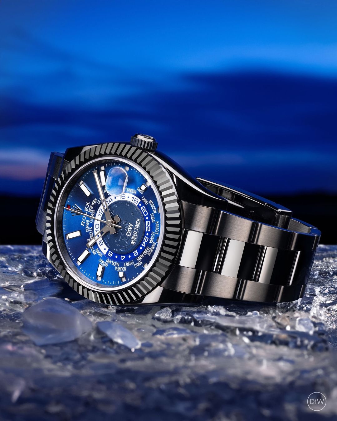 DiW Rolex Sky Dweller 326934 "BLACK DLC BLUE" | WORLDTIMER