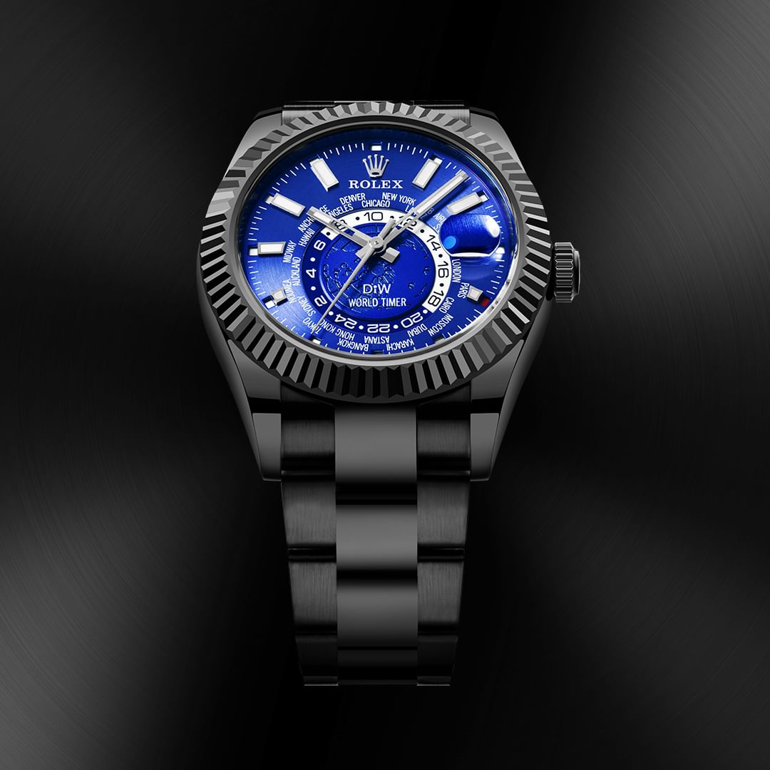 DiW Rolex Sky Dweller BLACK DLC BLUE 326934 | WORLDTIMER