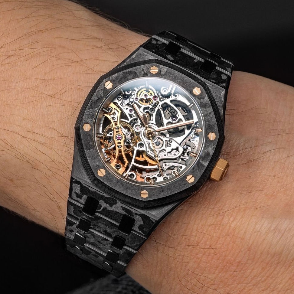 DiW All Carbon AP Royal Oak Double Balance Wheel Openworked 15467OR Skeleton Watch APhk 愛彼 皇家橡樹 | WORLDTIMER