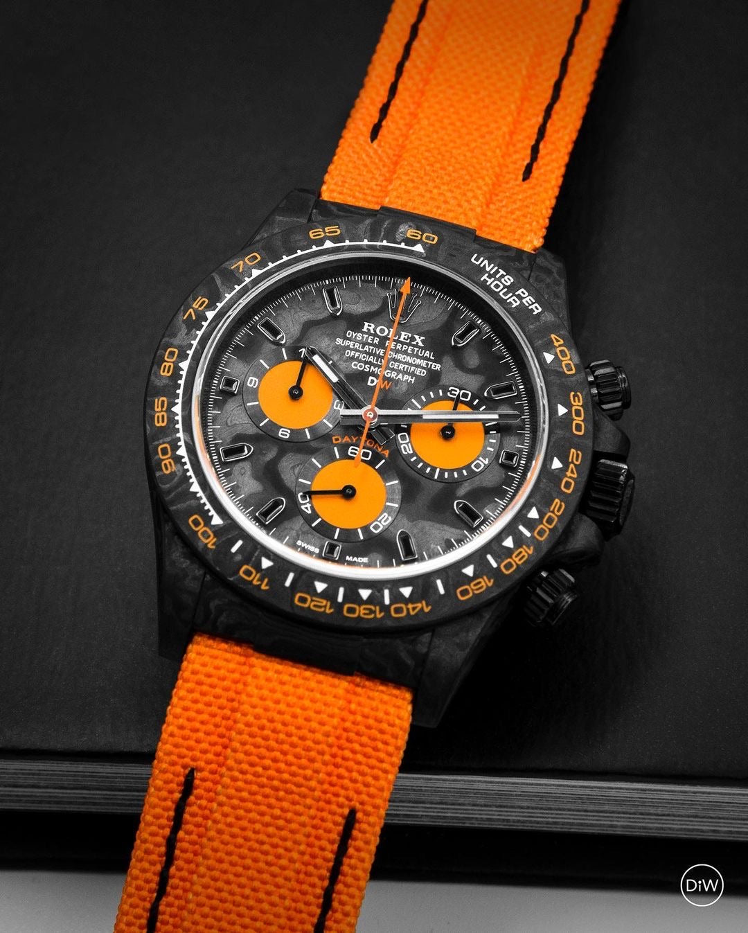 Carbon Rolex DiW Daytona ORANGE EDITION | WORLDTIMER