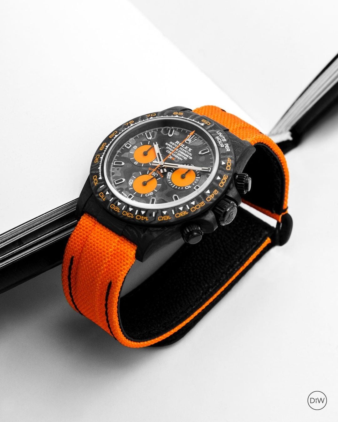 Carbon Rolex DiW Daytona ORANGE EDITION | WORLDTIMER