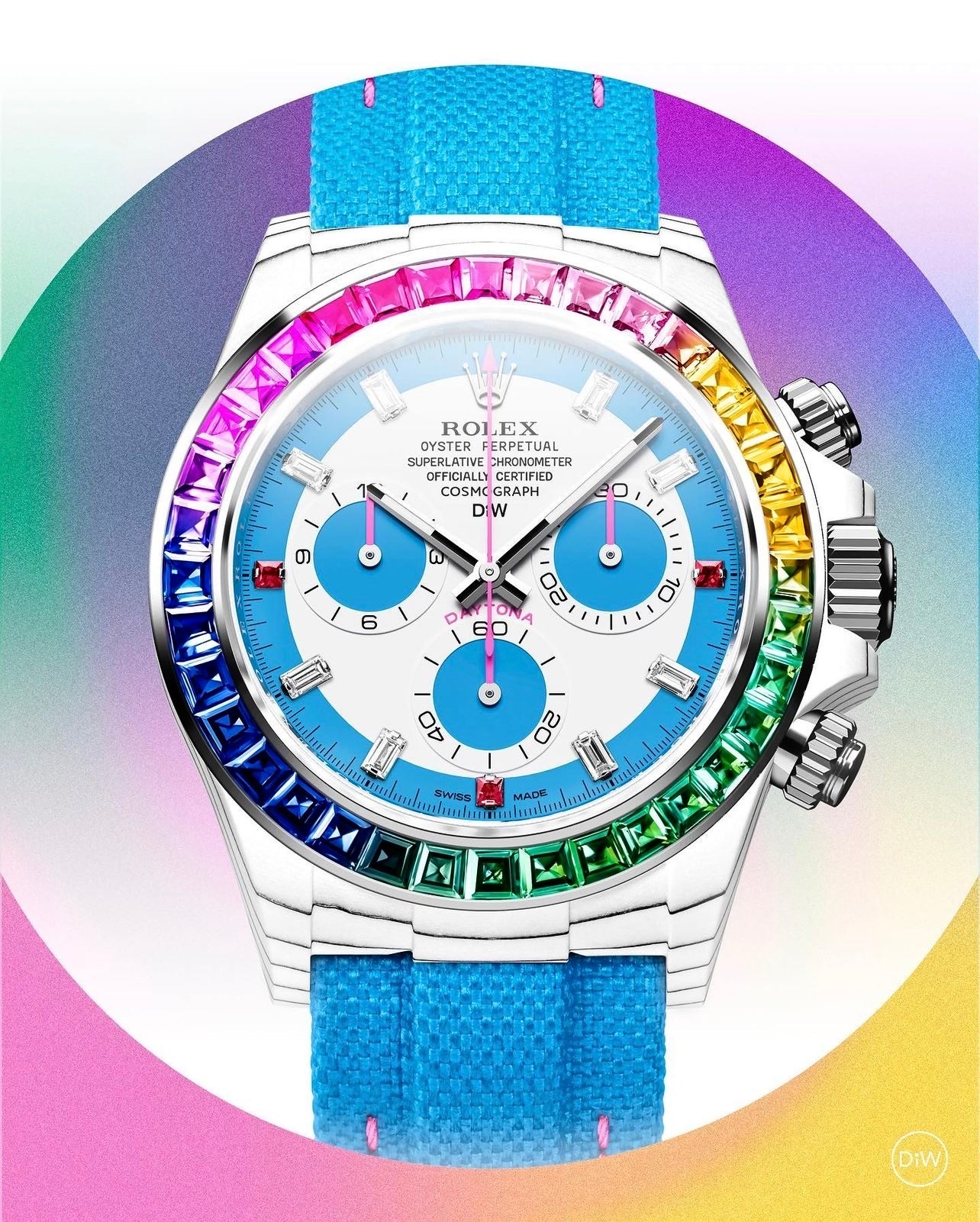 Rolex DiW Daytona "RAINBOW S" Quartz Fiber | WORLDTIMER