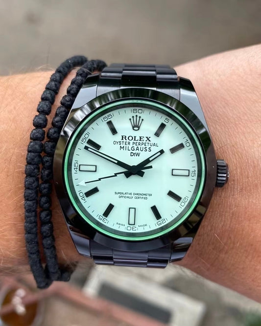 DiW Rolex MILGAUSS 116400GV in Green Index | WORLDTIMER