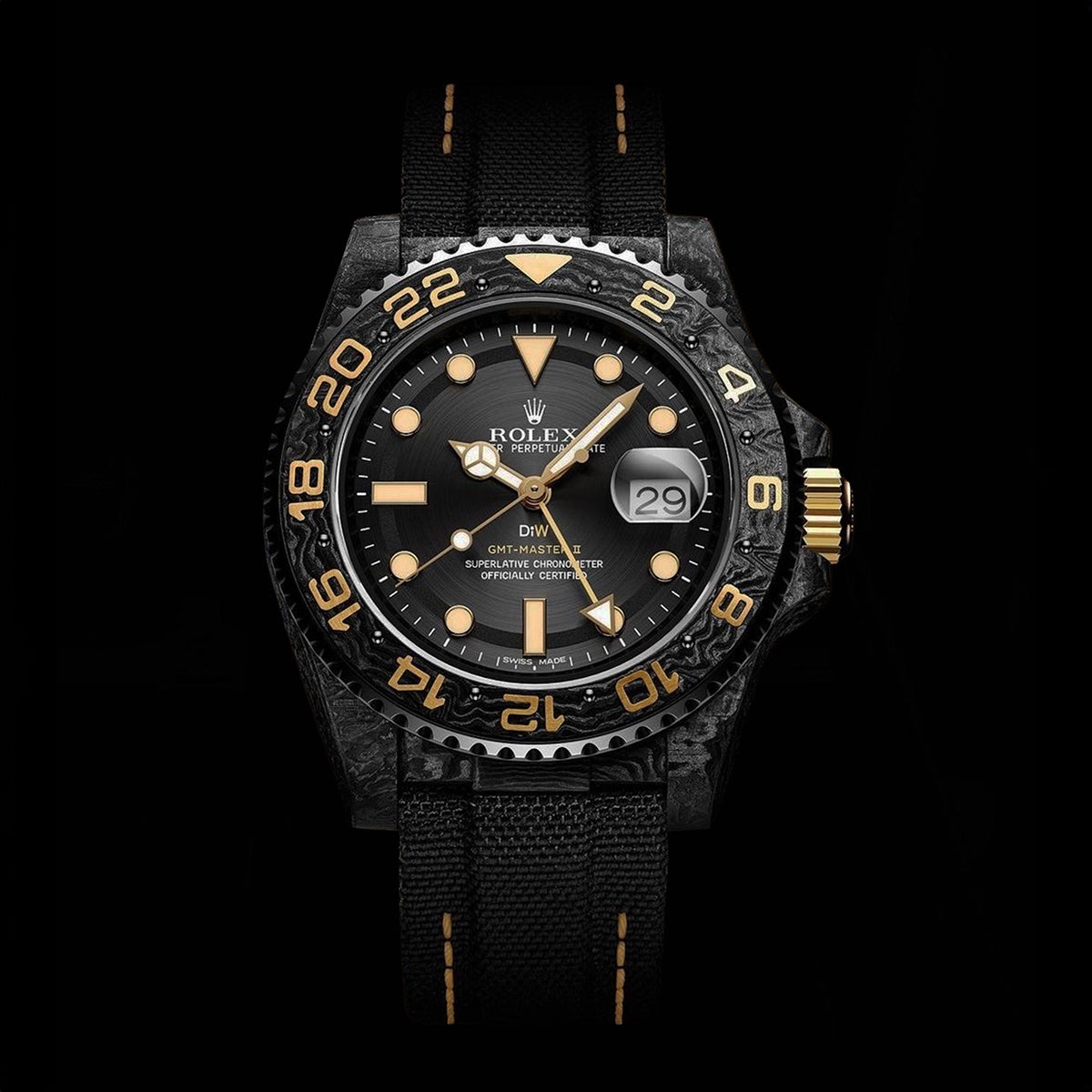 NTPT Carbon DiW Rolex GMT Master 2 GOLDEN C | WORLDTIMER