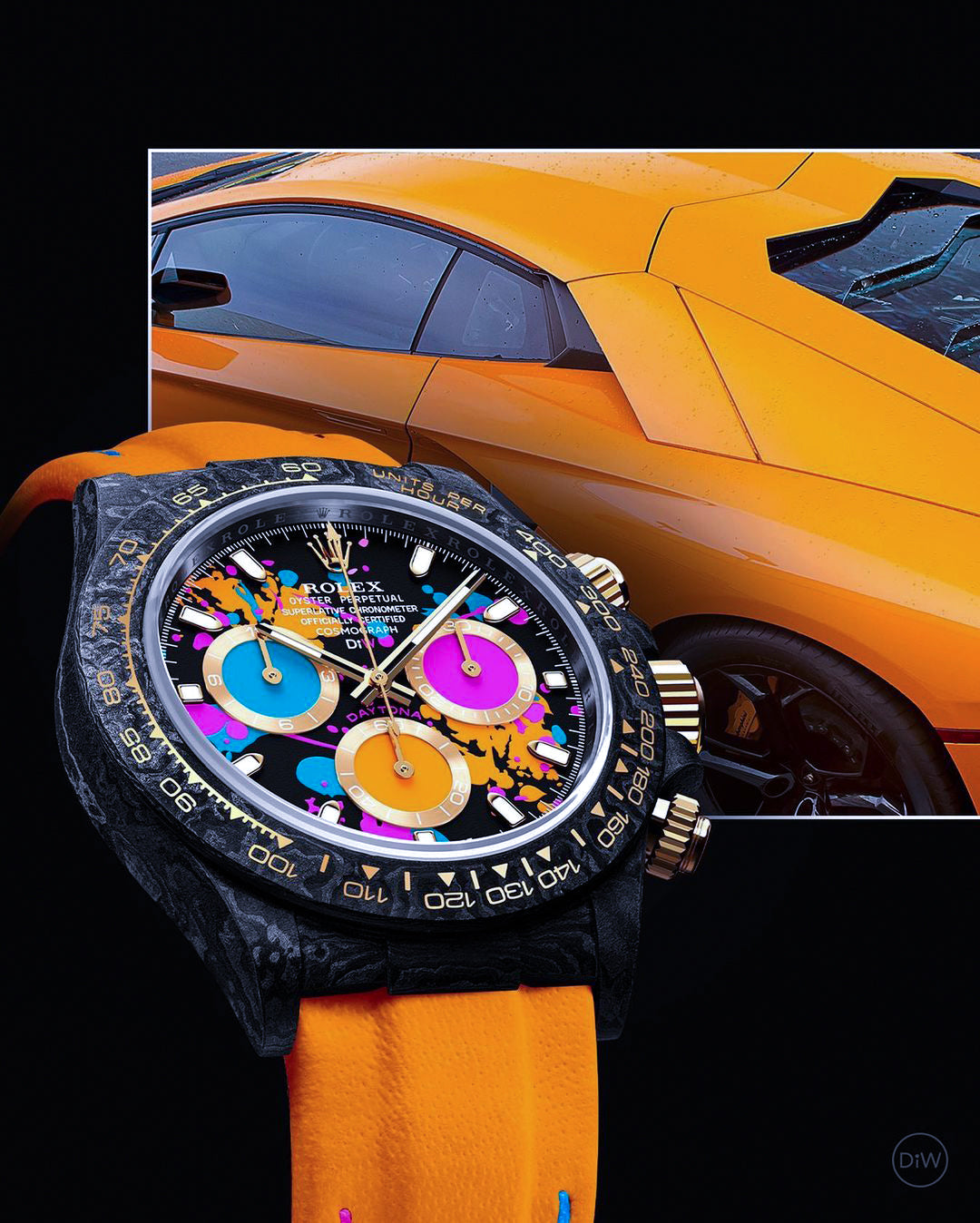 NTPT Carbon Rolex DiW Daytona MOTLEY ORANGE 碳纖 勞力士 地通拿 | WORLDTIMER