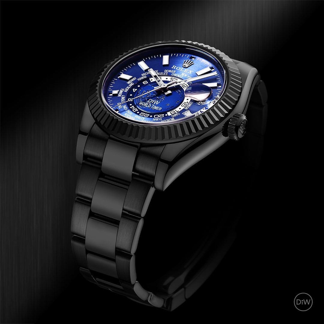 DiW Rolex Sky Dweller 326934 "BLACK DLC BLUE" | WORLDTIMER