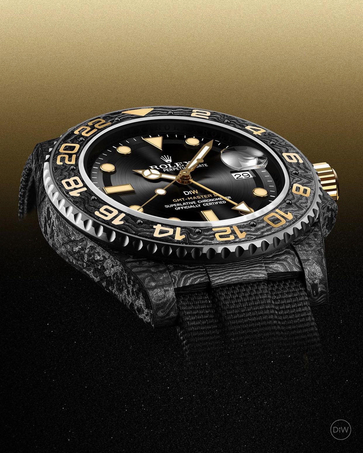 NTPT Carbon DiW Rolex GMT Master GOLDEN C | WORLDTIMER