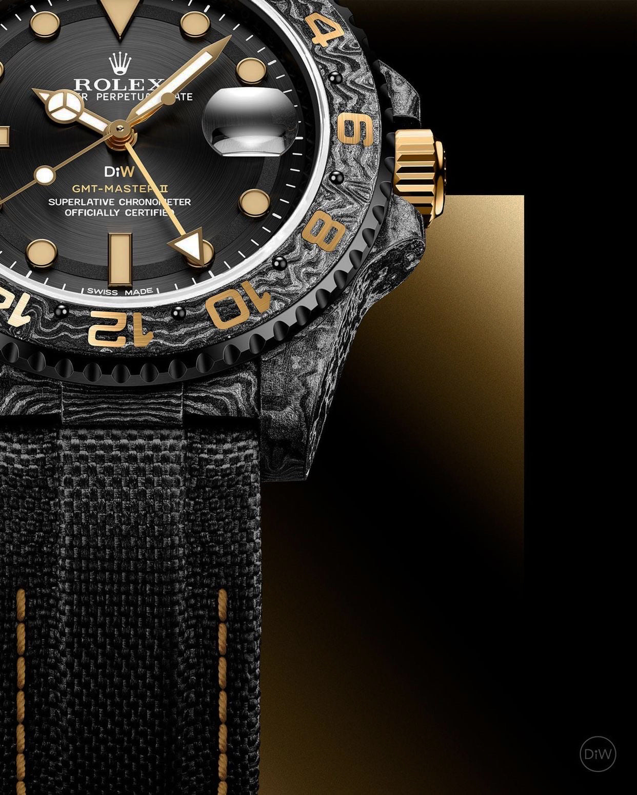 NTPT Carbon DiW Rolex GMT Master GOLDEN C | WORLDTIMER