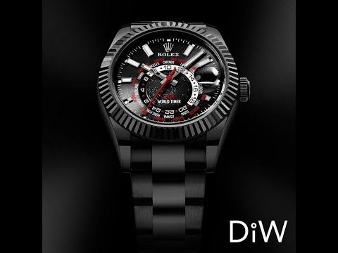 "BLACK DLC RED" DiW Rolex Sky Dweller 326934 | WORLDTIMER
