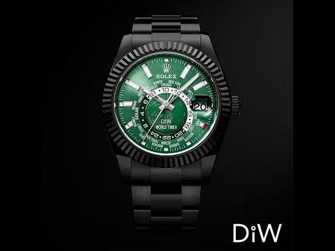 "BLACK DLC GREEN" DiW Rolex Sky Dweller 326934 | WORLDTIMER 