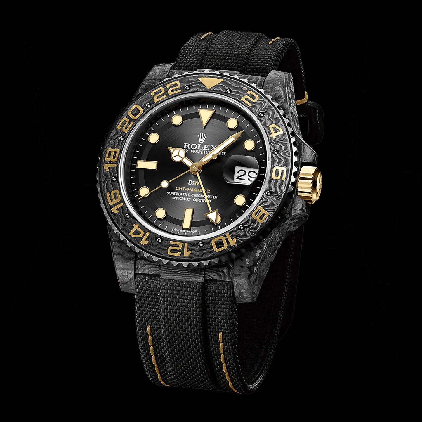 NTPT Carbon DiW Rolex GMT Master GOLDEN C | WORLDTIMER