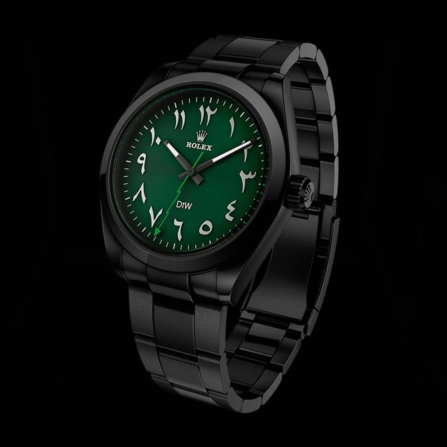 DiW Rolex Milgauss DLC BLACK & DIAL GREEN 116400GV | WORLDTIMER