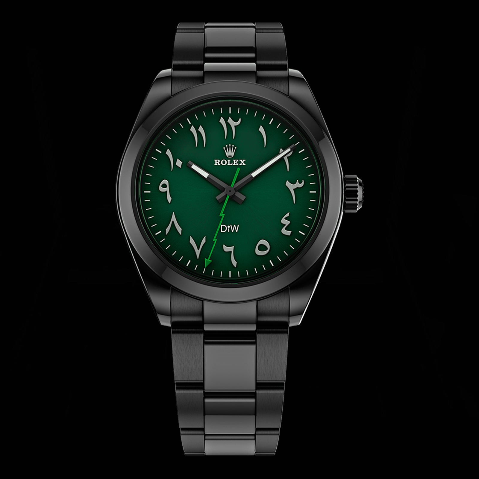 Buy DiW Rolex Milgauss DLC BLACK DIAL GREEN 116400GV WORLDTIMER